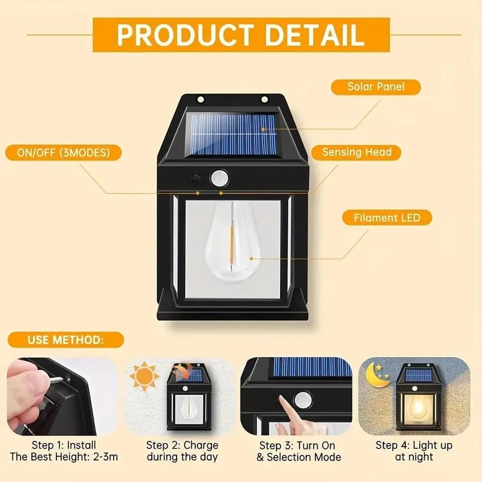 Retro Garden Solar Lamp ‎- اضاءة ‏شمسية image 5