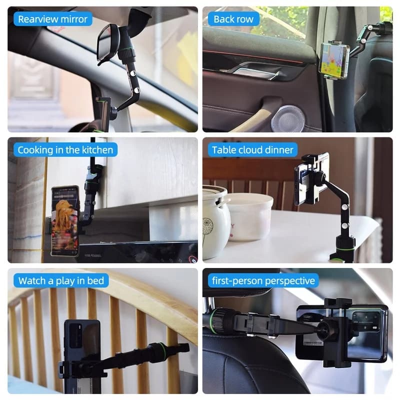 Car Mirror Phone Mount (Black) ‎- حامل الموبايل للسيارة image 6