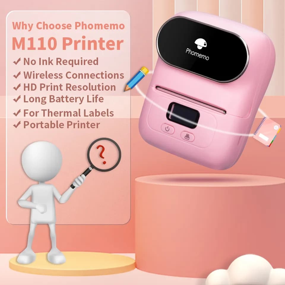 Portable Business Thermal stickers Printer  ‎M110- الطابعة ‏الفورية image 5