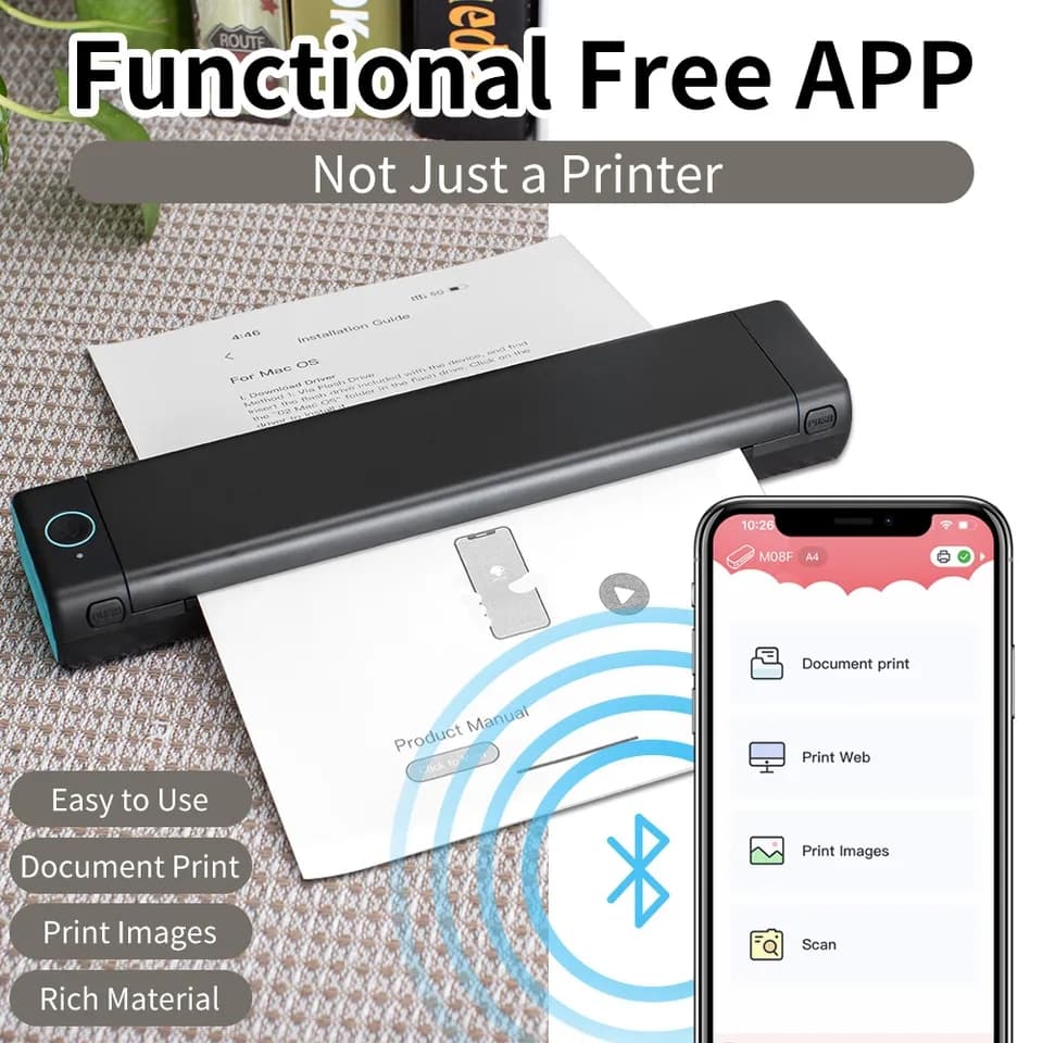 M08F portable wireless A4 ‏Thermal Printer ‎- طابعة ‏متنقلة image 5