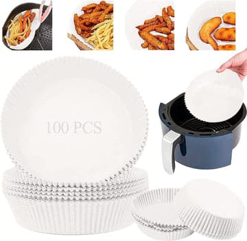 White Airfryer Liners ‎100pcs ‎- صحون ‏الاير ‏فراير ‏ image 2
