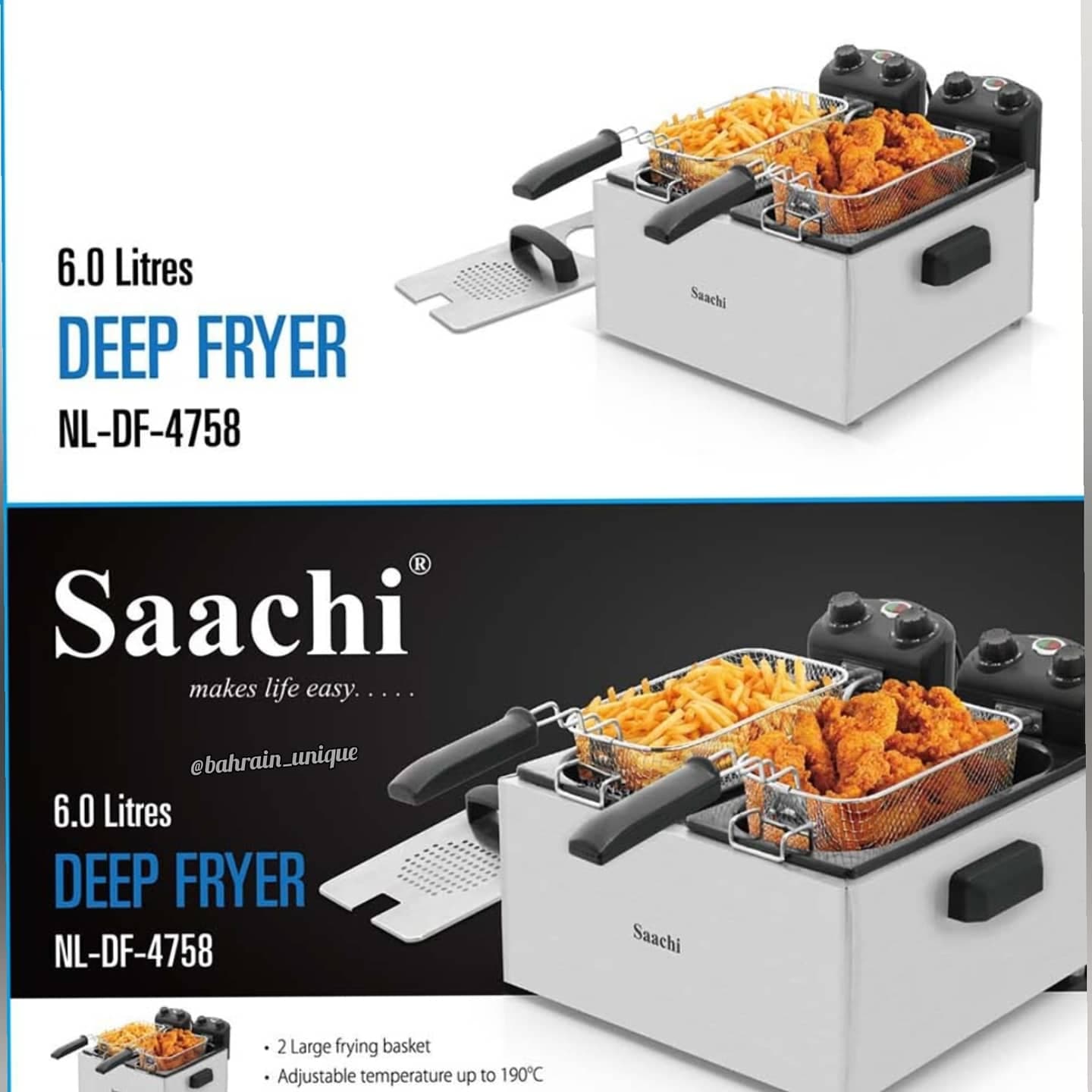 Saachi Double Deep Fryer ‎6L ‎- قلاية ‏مزدوجة ‏٦لتر image 2