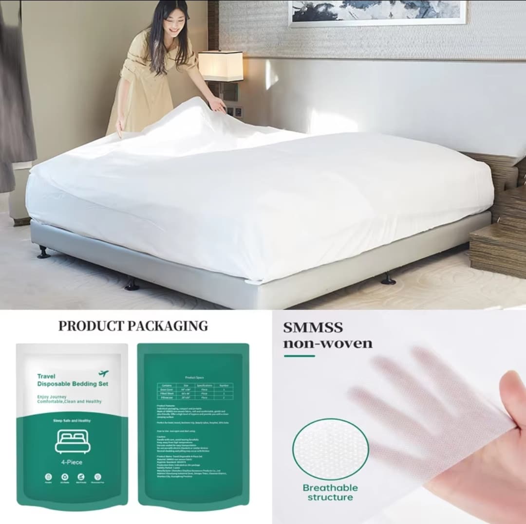 Disposable Bedding set for ‎Travel- ‏اغطية ‏سرير للسفر image 4