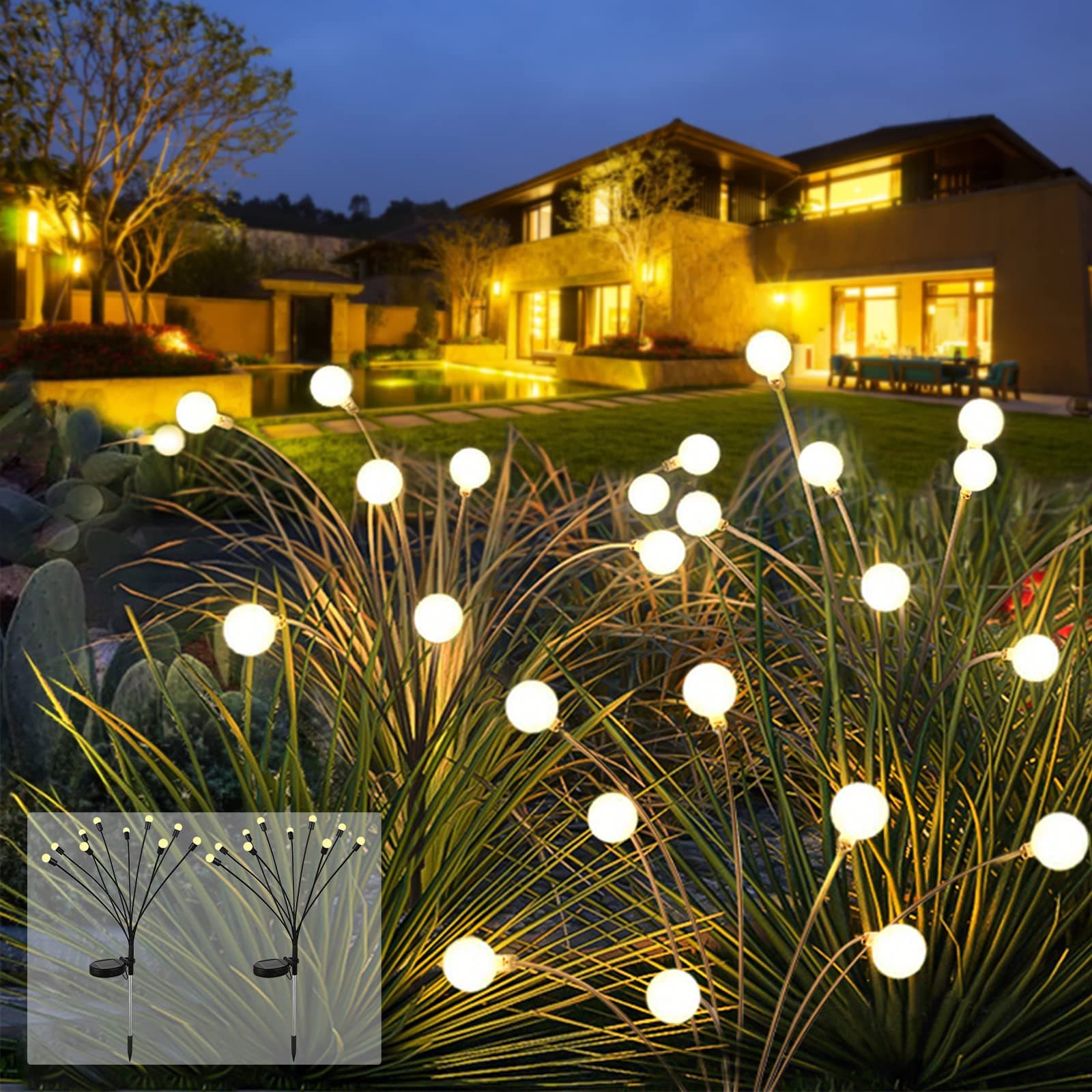 2pcs Garden Solar Light ‎- حبتين ‏اضاءات ‏بالطاقة ‏الشمسية