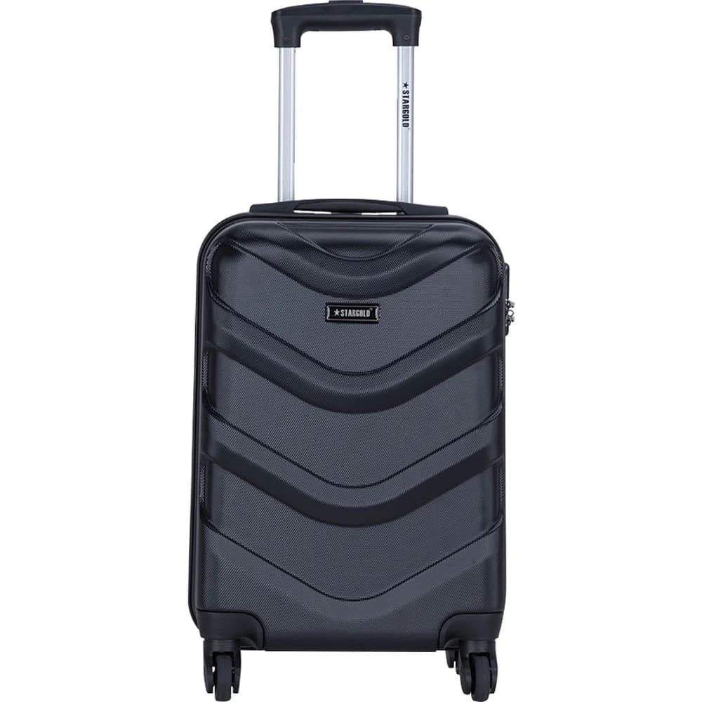STARGOLD SG-T80 Single Hardside Spinner ABS Trolley Luggage With Number Lock, Black – 20 Inches