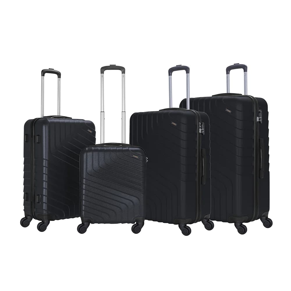 Stargold Set Of 4 Hardside Spinner Abs Trolley Luggage With Number Lock, Black- 20, 24, 28, 32 Inches β Black