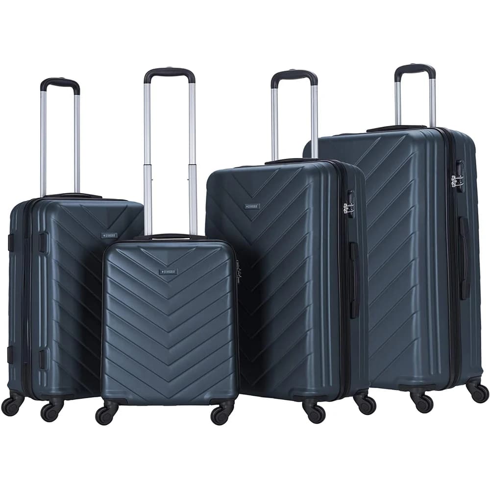 Stargold Set Of 4 Hardside Spinner Abs Trolley Luggage With Number Lock, Charcoal β 20, 24, 28, 32 Inches