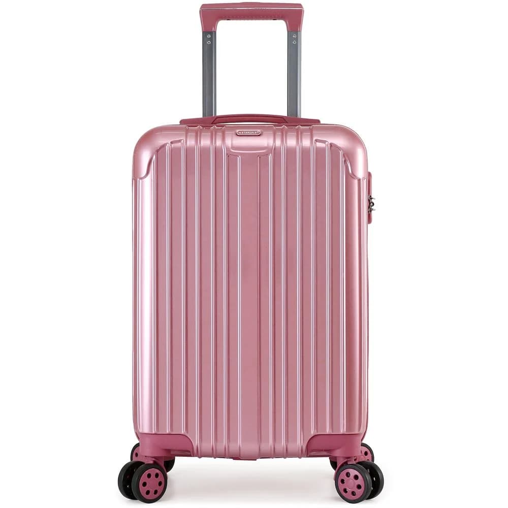 Stargold Sg-tpc35 Abs+pc Material Trolley Luggage With Number Lock, Rose Pink- 20 Inches.