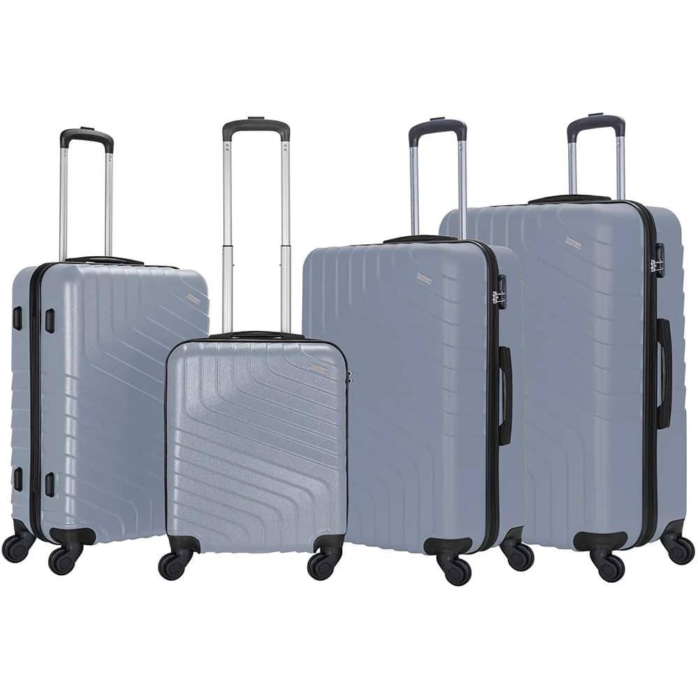 Stargold Set Of 4 Hardside Spinner Abs Trolley Luggage With Number Lock, Silver β 20, 24, 28, 32 Inches
