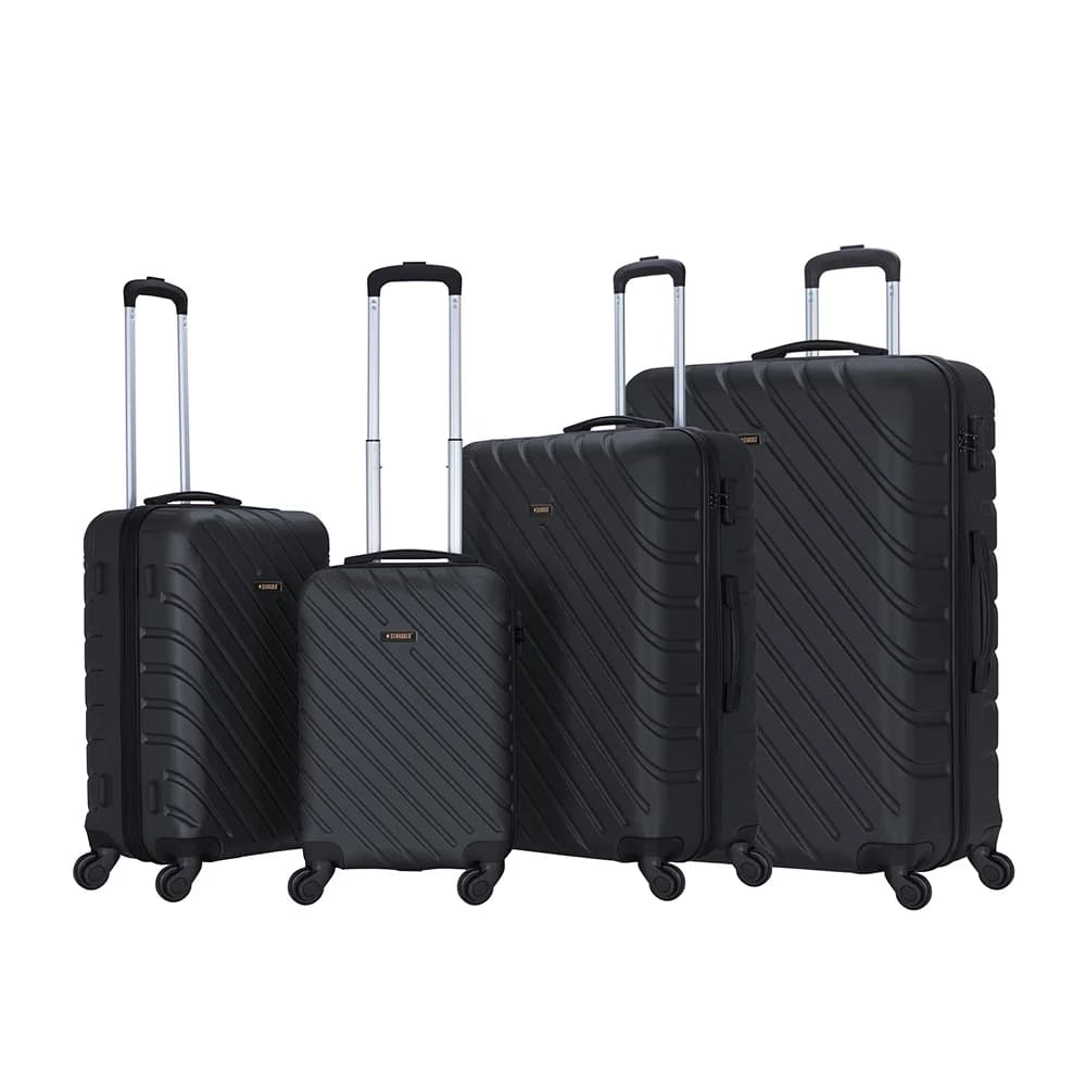 Stargold Set Of 4 Hardside Spinner Abs Trolley Luggage With Number Lock, Black- 20, 24, 28, 32 Inches β Black