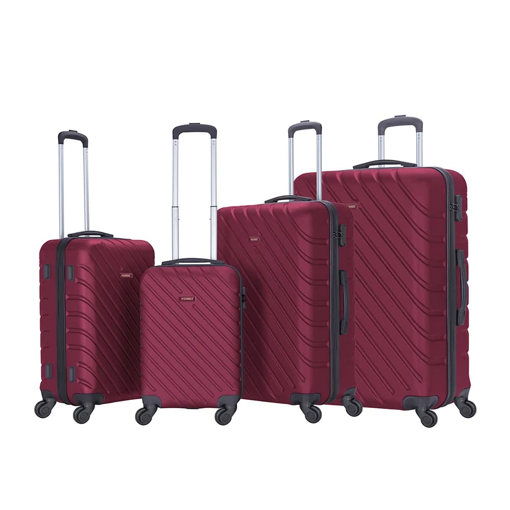 Stargold Set Of 4 Hardside Spinner Abs Trolley Luggage With Number Lock, Burgundy β 20, 24, 28, 32 Inches