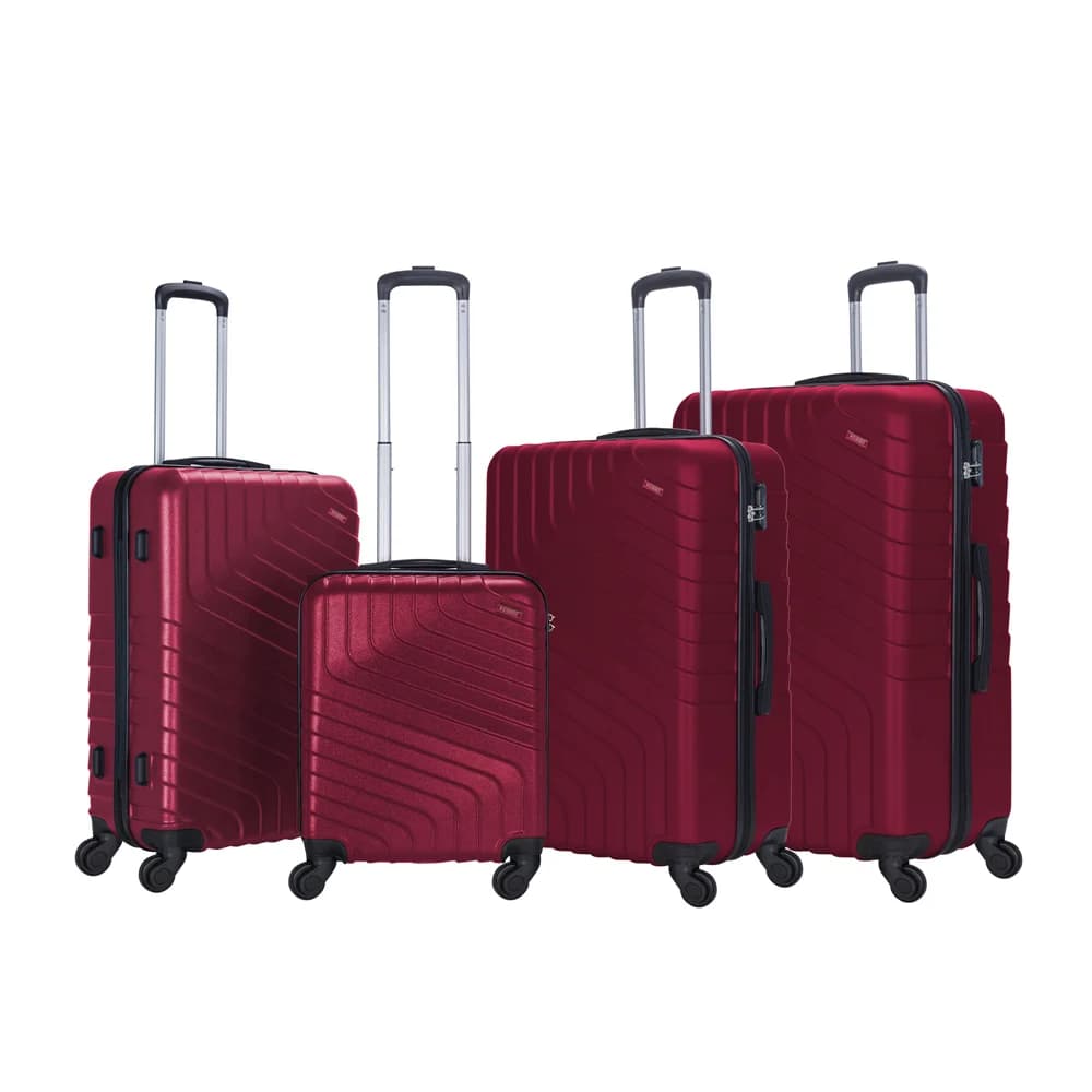 Stargold Set Of 4 Hardside Spinner Abs Trolley Luggage With Number Lock, Burgundy β 20, 24, 28, 32 Inches