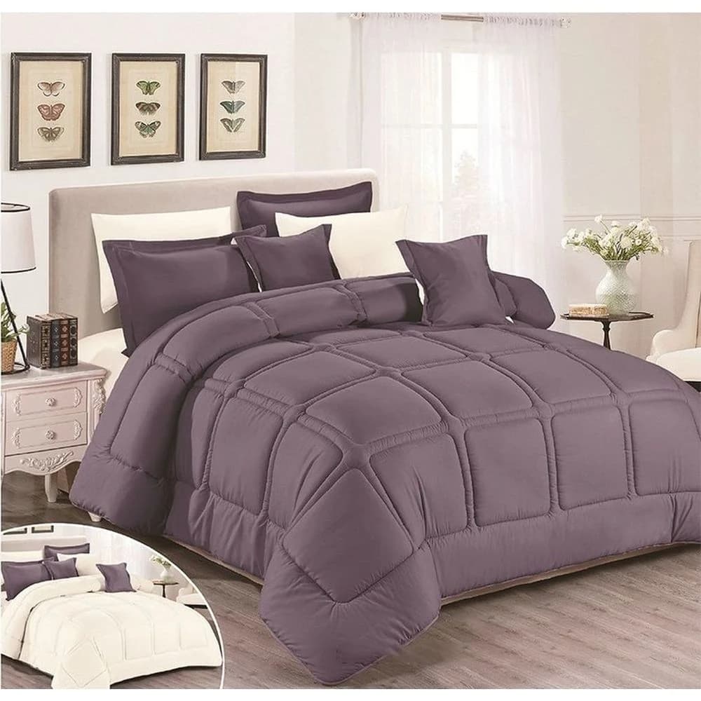Stargold Microfiber Dark Purple King Size Comforter Set 8 Pc