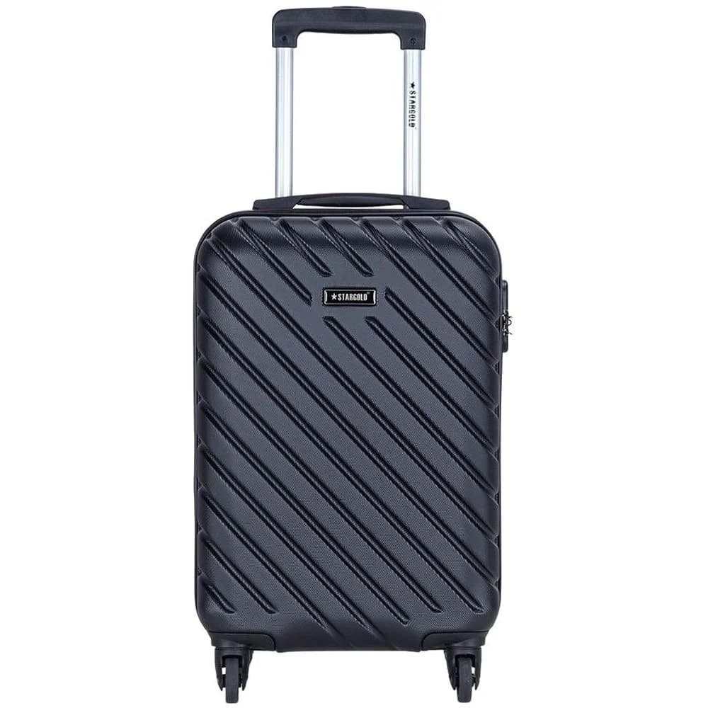 STARGOLD SG-T80 Single Hardside Spinner ABS Trolley Luggage With Number Lock, Black – 20 Inches