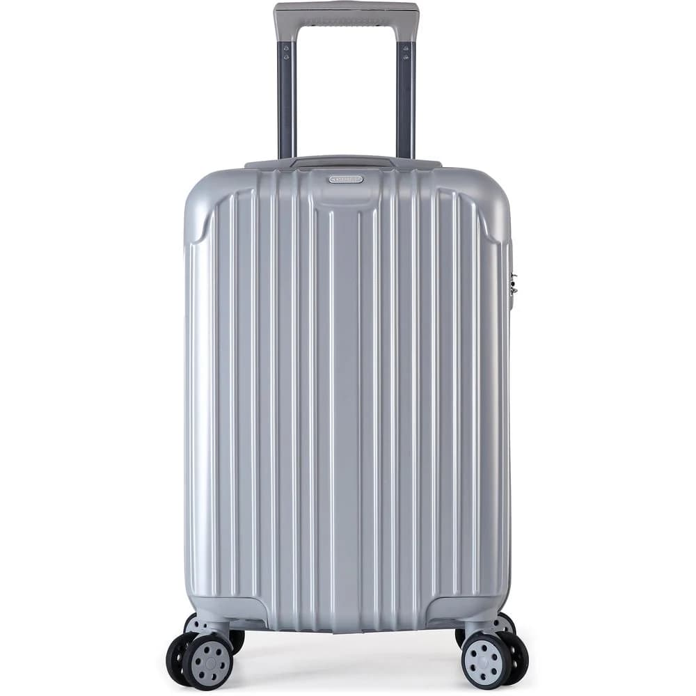 Stargold Sg-tpc35 Abs+pc Material Trolley Luggage With Number Lock, Silver- 20 Inches.