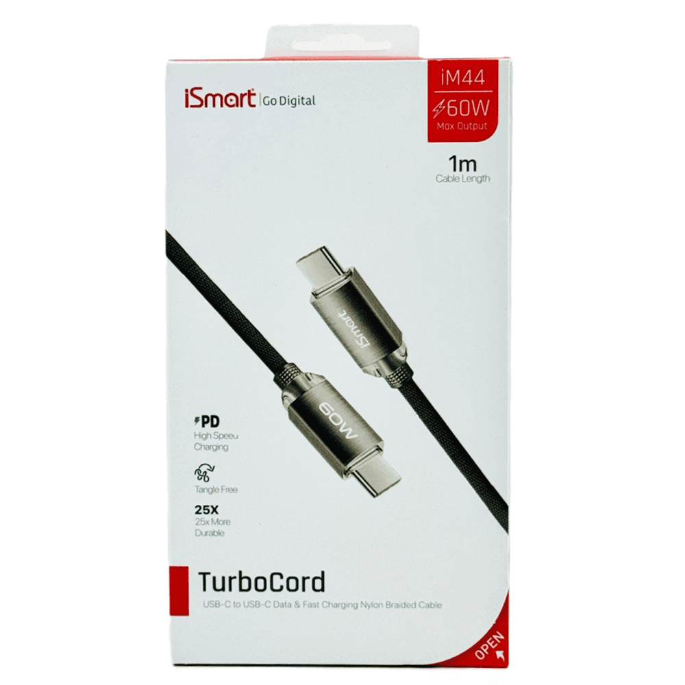 iSmart TurboCord 60W USB-C to USB-C Cable 1m